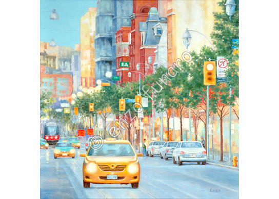  Yellow Cab - Oil on Canvas by Enzo 